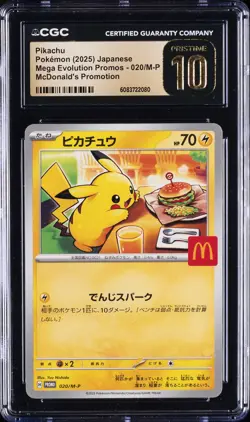 2025 POKEMON JPN MEGA EVOLUTION MCDONALD'S PROMO #020 PIKACHU CGC 10 PRISTINE - Image 1