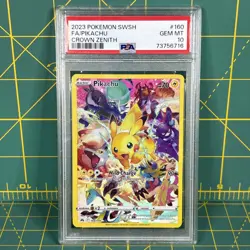 2023 POKEMON SWORD & SHIELD CROWN ZENITH 160 FULL ART PIKACHU PSA 10 SECRET RARE - Image 1