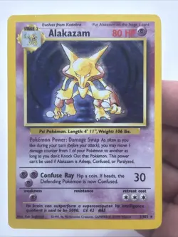 Pokemon TCG Alakazam Base Set 1/102 Holo Unlimited Holo Rare - Image 1