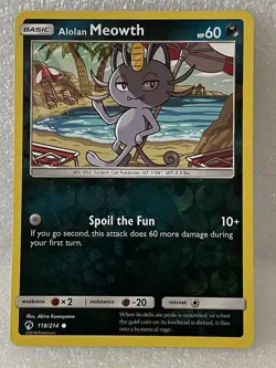 Alolan Meowth 118/214 Lost Thunder Pokemon TCG trading card - Image 1