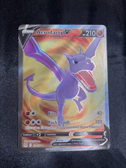 Pokemon TCG Aerodactyl v Sword & Shield Lost Origin Holo Ultra Rare Card 179/196 - Image 1