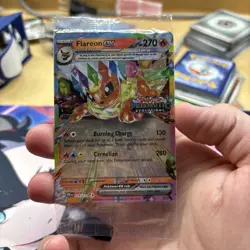 Flareon ex - 014/131 Stamped Prismatic Evolutions Surprise Box Promo Card Sealed - Image 1