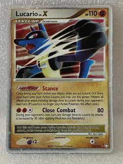 Lucario Lv.X 122/123 D&P Mysterious Treasures Holo Ultra Rare Pokemon - Image 1