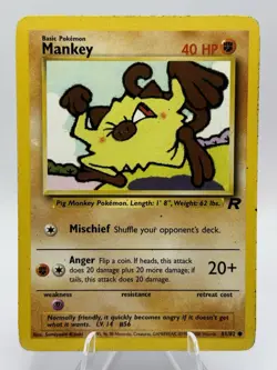 Mankey 61/82 Team Rocket Unlimited Common Pokemon TCG - MP - Image 1