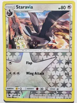 REVERSE HOLO Staravia 82/111 NM - Crimson Invasion Pokemon Card - Kawayoo Art - Image 1