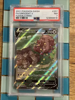 GRADED PSA 7 2021 Pokemon SWSH FA/Greedent V Fusion Strike #257 - Image 1
