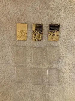 Three 23K Gold Pokemon Plated Trading Heavy Vintage Cards with Complete Cases - Image 1