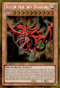 Slifer the Sky Dragon PGLD-EN032 1st Edition Gold Secret Rare Yugioh Card - LP - Image 1