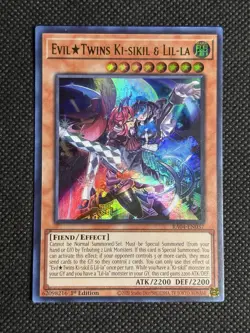 YuGiOh! - Evil Twins Ki-Sikil & Lil-La RA04-EN037 Ultra Rare 1st Edition NM - Image 1