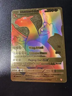 Pokemon Charizard GX HP250 Rainbow Gold Foil Fan Art Card - Image 1