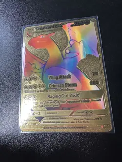 Pokemon Charizard GX HP250 Rainbow Gold Foil Fan Art Card - Image 4