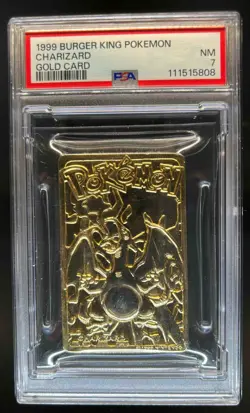 1999 Burger King Pokemon Charizard Gold Card #NNO PSA 7 NM - Image 1