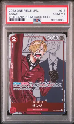 2022 ONE PIECE JPN 25TH ANNIVERSARY PREMIUM CARD COLLECTION #013 SANJI PSA 10 - Image 1
