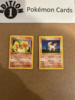 Ponyta Shadowless + Ponyta 1st Edition Pokemon Card Lot Vintage WOTC - Image 1