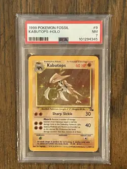 1999 Pokemon Fossil Kabutops Holo PSA 7 NM Graded Card #9 - Image 1