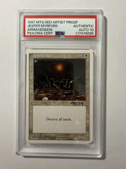 Armageddon Artist PROOF 1997 MTG Jesper Myfors PSA 10 Autograph - Image 1