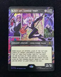2025 Magic The Gathering Marvel EN Borderless Foil Black Cat Cunning Thief AK001 - Image 1