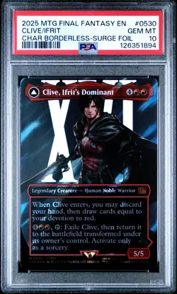 2025 MTG BORDERLESS-SURGE CLIVE IFRIT'S DOMINANT/IFRIT WARDEN OF INFERNO PSA 10 - Image 1