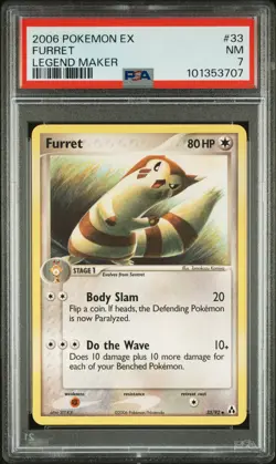 2006 POKEMON EX LEGEND MAKER #33 FURRET PSA 7 - Image 1