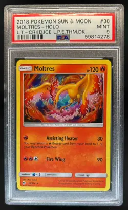 2018 Pokemon Sun & Moon Lost Thunder Moltres Promos Holo #38/214 PSA 9 - Image 1