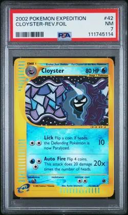 2002 POKEMON EXPEDITION #42 CLOYSTER-REVERSE FOIL PSA 7 - Image 1
