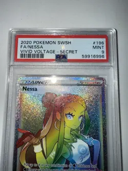 2020 Pokemon SWSH Vivid Voltage Nessa Secret Rare Full Art #196 PSA 9 - Image 2