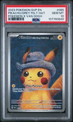 2023 POKEMON SVP EN-SV BLACK STAR PROMO #085 PIKACHU WITH GREY FELT HAT PSA 10 - Image 1