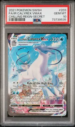 PSA 10 2021 Pokemon Chilling Reign 203/198 Ice Rider Calyrex Vmax Alt Art - Image 1