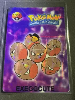 Exeggcute & Machoke - 2000 Pokemon Vending Sticker Card - Prism - NM - Image 3