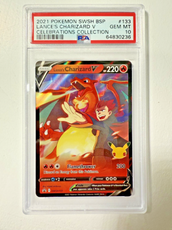 PSA 10 GEM MINT 2021 Pokemon Celebrations Lance’s Charizard V Promo Card SWSH133 - Image 1