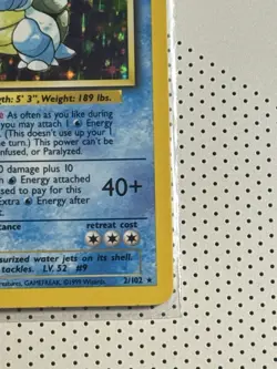 Blastoise 002/102 Base Set Unlimited Holo Card - Pokemon Card TCG - CLEAN - Image 5