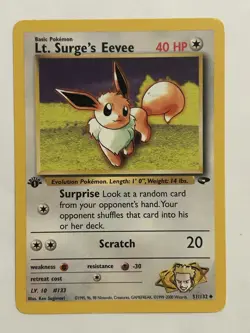 Pokemon Gym Challenge 1st Edition Lt. Surge's Eevee #51/132 Regular Card - Image 1