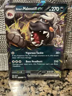 Pokemon TCG Destined Rivals Arven's Mabosstiff EX Holofoil Card 139/182 - Image 1