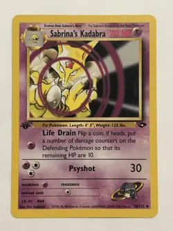 Pokemon TCG Sabrina's Kadabra Gym Challenge 1st Edition Uncommon Card 58/132 - Image 1
