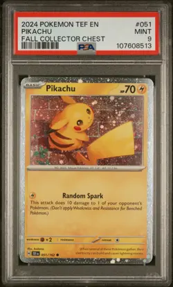 PSA 9 MINT Pikachu 051/162 COSMOS HOLO Collector Chest PROMO Pokemon Card - Image 1