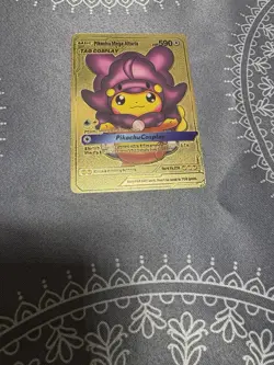 Basic Pikachu Mega Altaria HP590 Gold Foil Fan Art Pokemon Card - Image 1