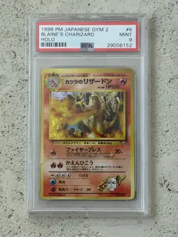 Pokemon PSA 9 MINT 1999 Blaine's Charizard Japanese Gym Challenge Holo Card - Image 1