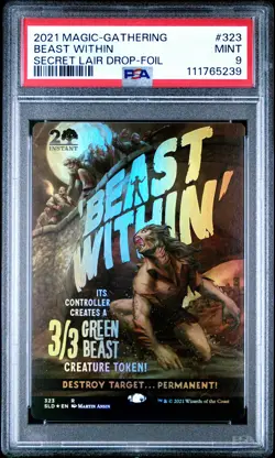 2021 MTG SECRET LAIR DROP FOIL #323 BEAST WITHIN PSA 9 - Image 1