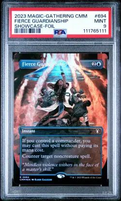2023 MTG COMMANDER MASTERS SHOWCASE-FOIL #694 FIERCE GUARDIANSHIP PSA 9 - Image 1