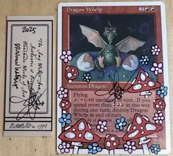 MTG WB Dragon Whelp Alter Altered Sketch Art Amy WEBER Magic - Image 1