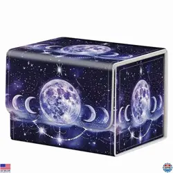 Magnetic Card Case Deck Box for MTG & TCG - Holds 200 Cards, Purple Moons Design - Image 1