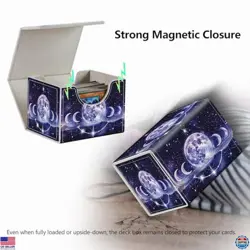 Magnetic Card Case Deck Box for MTG & TCG - Holds 200 Cards, Purple Moons Design - Image 4