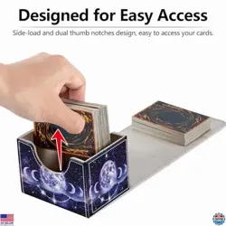 Magnetic Card Case Deck Box for MTG & TCG - Holds 200 Cards, Purple Moons Design - Image 5