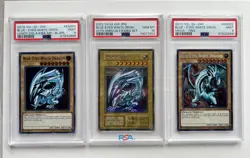 3 PSA Graded BLUE-EYES WHITE DRAGON 2018 2017 2022 Edition Cards Kaiba Yugioh - Image 1