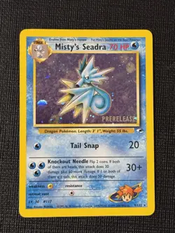 Misty’s Seadra 9/132 Holo Prerelease Gym Heroes NM-Mint 1999 Pokemon Card - Image 1