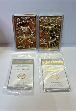 Pokemon Poliwhirl & Jigglypuff 23K Gold Plated Cards Lot 1999 Burger King - Image 5