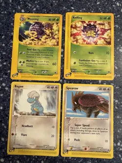 Pokemon Four Card E-Reader Vintage Lot! Weezing, Koffing, Bacon And Spearow - Image 1