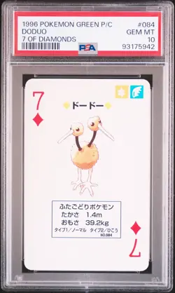 1996 POKEMON GREEN VERSION PLAYING CARDS 7 OF DIAMONDS #084 DODUO PSA 10 - Image 1
