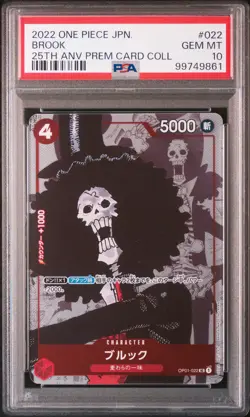 2022 ONE PIECE JPN 25TH ANNIVERSARY PREMIUM CARD COLL #022 BROOK PSA 10 - Image 1