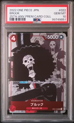 2022 ONE PIECE JPN 25TH ANNIVERSARY PREMIUM CARD COLL #022 BROOK PSA 10 - Image 1